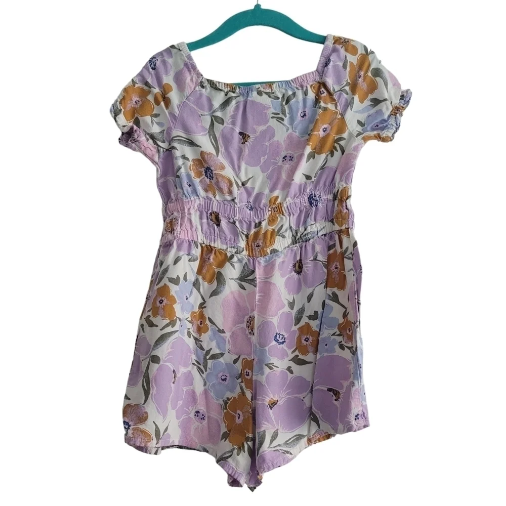 OshKosh 4T Purple Floral‎ Short Sleeve Romper